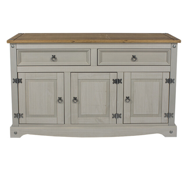 Greywashed Corona Solid Pine Bookcase Tv Unit Sideboard Cupboard