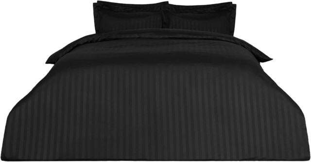 Dreamscene Beautiful Satin Stripe Quilt Duvet Cover With Pillow Case