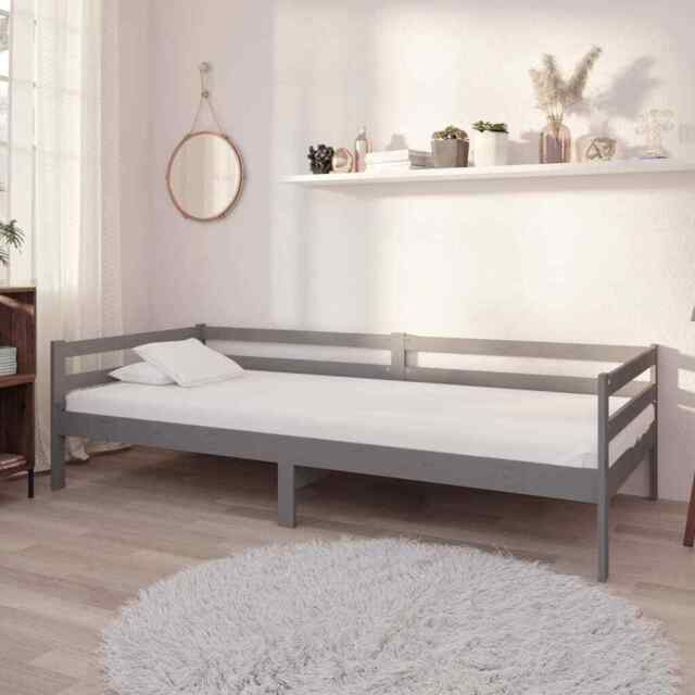 Day Bed Grey Solid Pinewood 90x200 Cm Vidaxl