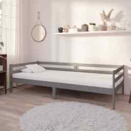 Day Bed Grey Solid Pinewood 90x200 Cm Vidaxl