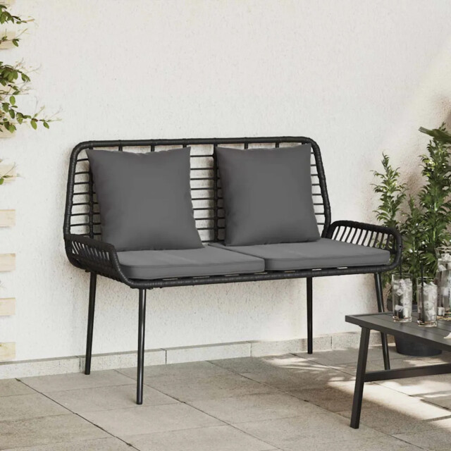 Garden Bench Black And Anthracite Poly Rattan And Steel Vidaxl