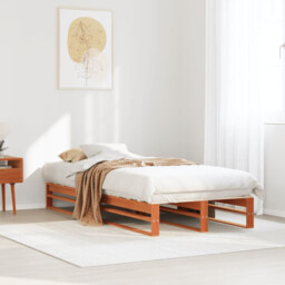Bed Frame Brown Solid Pine 90x200 Cm Slatted Wooden Single Low Frame
