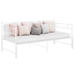Sofa Bed Pull-out White Metal Daybed Frame 90x200cm Space-saving