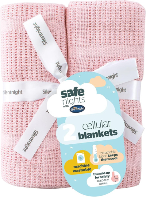 Silentnight Safe Nights Baby Blanket - Pack Of 2 Soft 100% Cotton