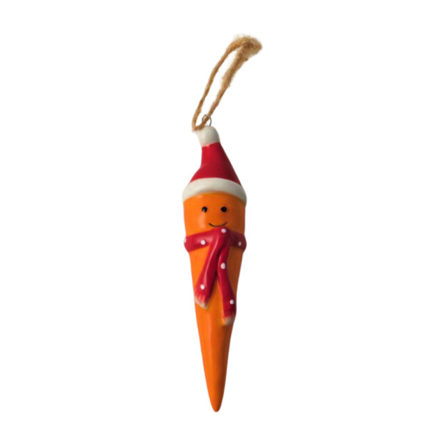 10cm Fun Carrot Tree Decoration - Christmas Giftware Smiley Face -