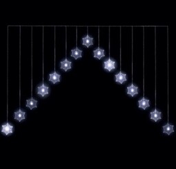 Christmas Indoor Or Outdoor Snowflake 'v' Curtain Lights - Ice White -