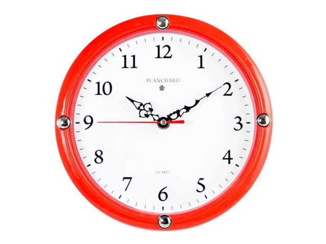 Red Round Wall Clock 23.5 Cm Home
