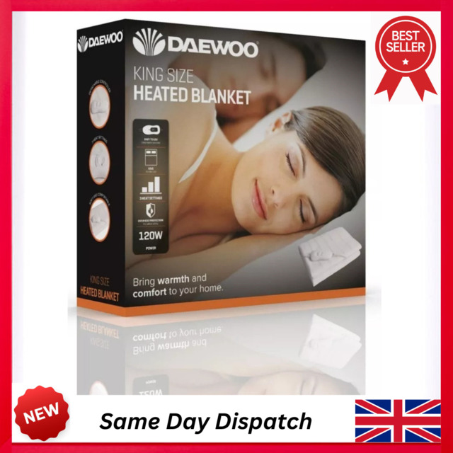 Daewoo King Size Electric Heated Blanket With 3 Heat Settings 120w