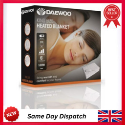Daewoo King Size Electric Heated Blanket With 3 Heat Settings 120w