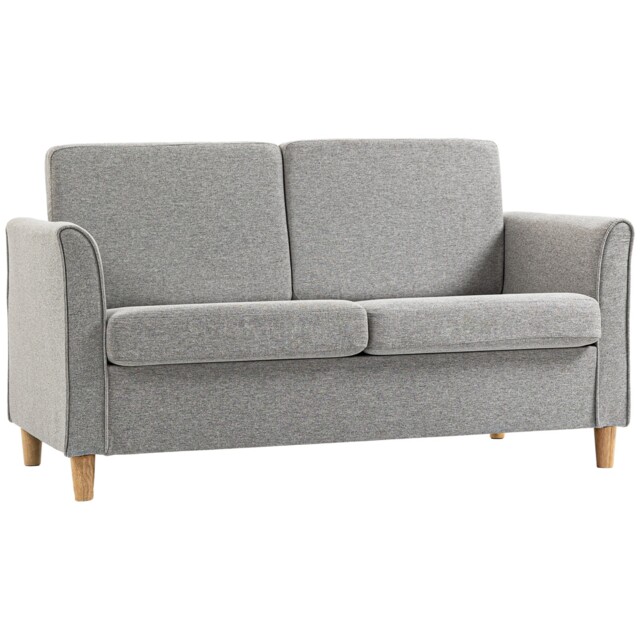 Homcom Double Seat Sofa Linen Upholstery Loveseat Couch W/ Armrests,
