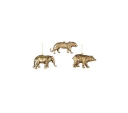 Set X3 (tiger,elephant,bear) Antique Gold Christmas Ornaments 12-13cm