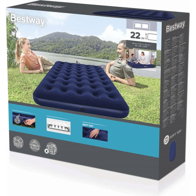 Bestway Double Inflatable Mattress - Soft Top (blue)