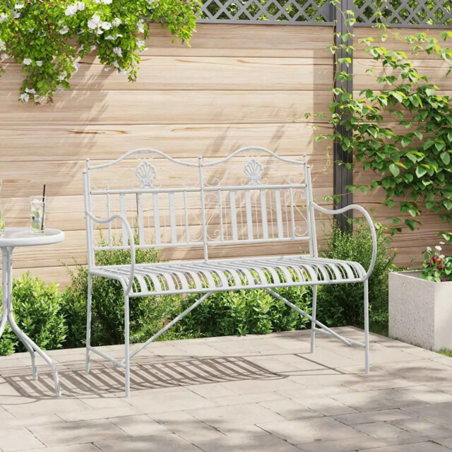Garden Bench White 104 X 54 X 93cm Steel Vidaxl