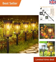 Upgraded 4 Pack Solar Outdoor Lights - Bright & Waterproof For Pathway