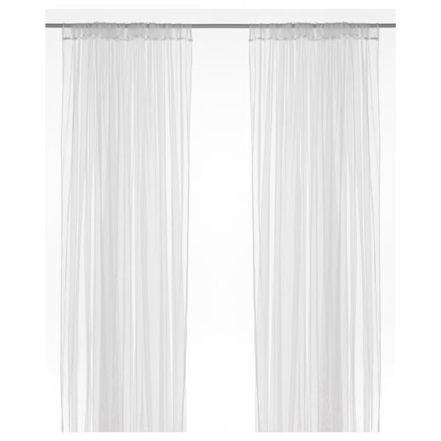 Ikea Lill Curtains Pair Sheer Net Floaty Long White 280 Cm Width/250