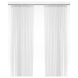 Ikea Lill Curtains Pair Sheer Net Floaty Long White 280 Cm Width/250