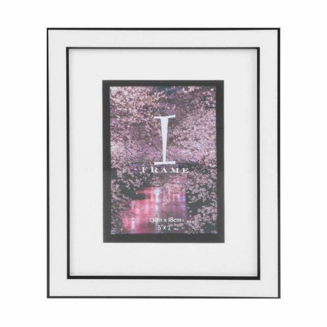 Widdop & Co. Iframe Stylish Plastic Black & White 5 X 7 Photo Frame