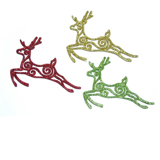 Christmas Tree Hanging Ornaments Glitter Reindeer String Xmas Home