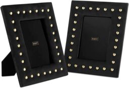 Beautify Black Velvet Photo Frames Set Of 2 With Gold Stud Detailing