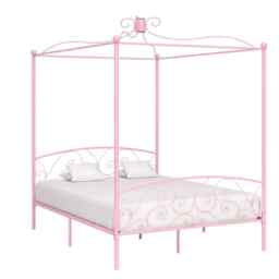 Canopy Bed Frame Pink Metal 160x200 Cm Vidaxl