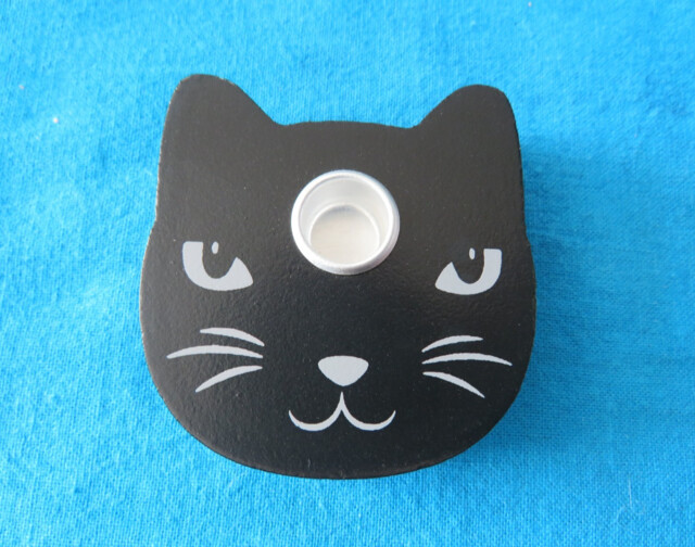 Black Mdf Cat Design Altar Accessory Candle Holder For 1 Cm Spell