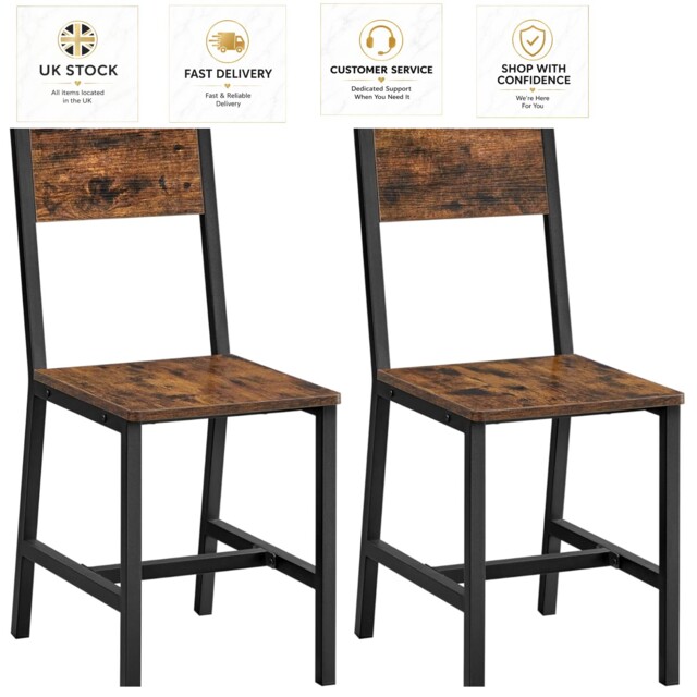Elegant Rustic Brown & Ink Black Dining Chairs For Comfort & Style -