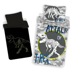 T-rex Single Duvet Cover Set Children's Dinosaur Camo Glow In The Dark