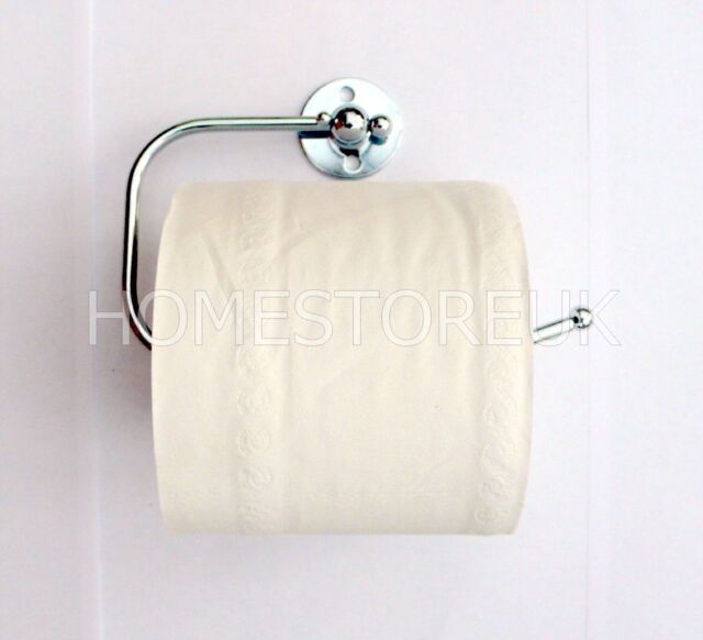 Toilet Loo Roll Paper Holder Chrome Metal Wall Mount Mounted With