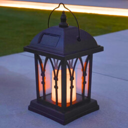 Festive Lights - 27cm Realistic Solar Power Candle Lantern – Black,