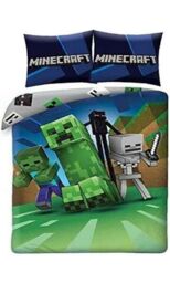 Childrens Kids Boys Girls Minecraft Game Green Creeps Double Duvet