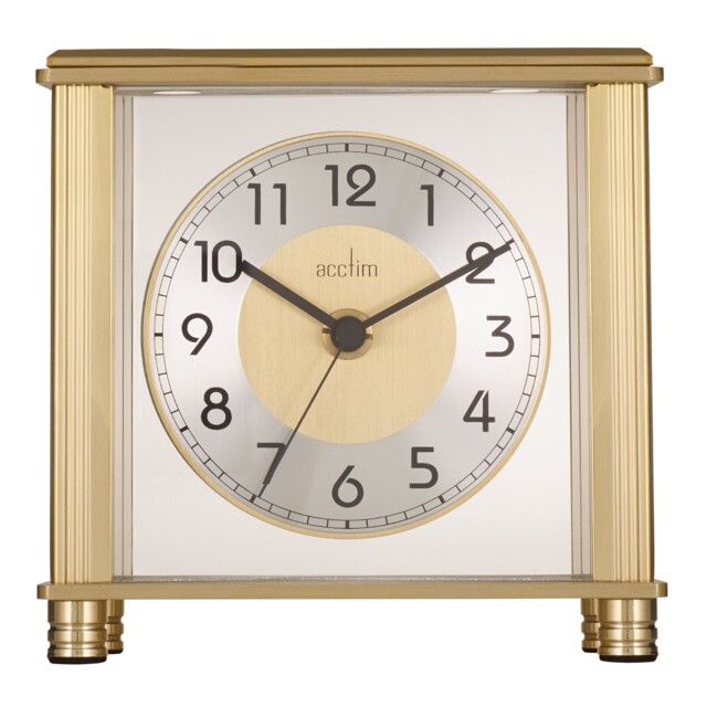 Acctim Brass Effect Quartz Battery Mantel Clock With Clear Face