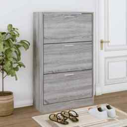 Shoe Cabinet Grey Sonoma 63x24x103 Cm Engineered Wood Vidaxl