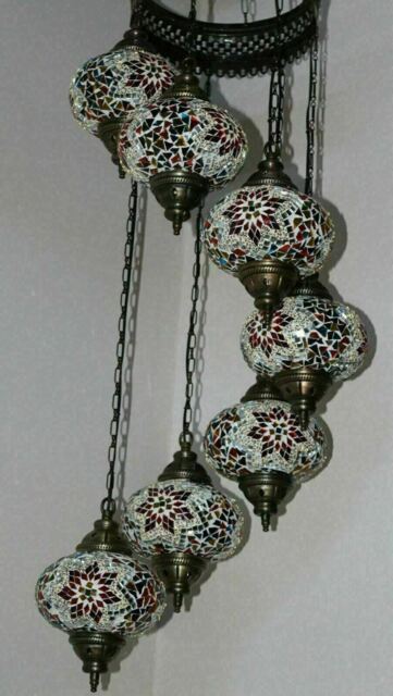 7 Large Globes - Turkish Moroccan Glass Mosaic Hanging Ceiling