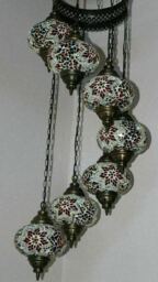 7 Large Globes - Turkish Moroccan Glass Mosaic Hanging Ceiling