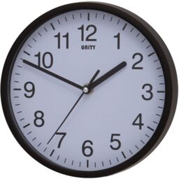 20cm Wall Clock Silent Sweep Seconds Hand In Black By Unity In Box