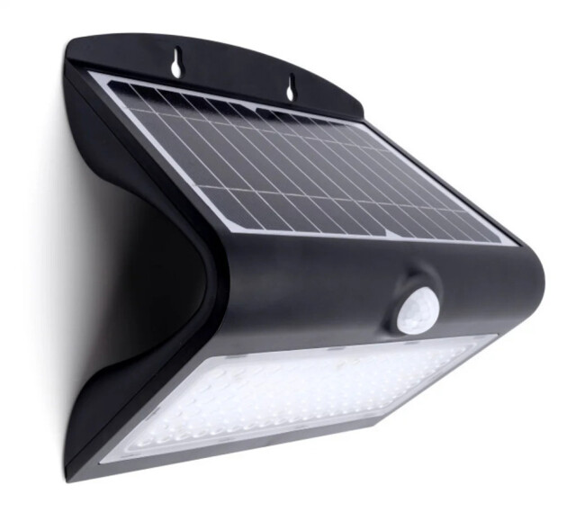 Outdoor Light Black True Solar Wall 4000k Pir Ip65 8w 850lm Integral