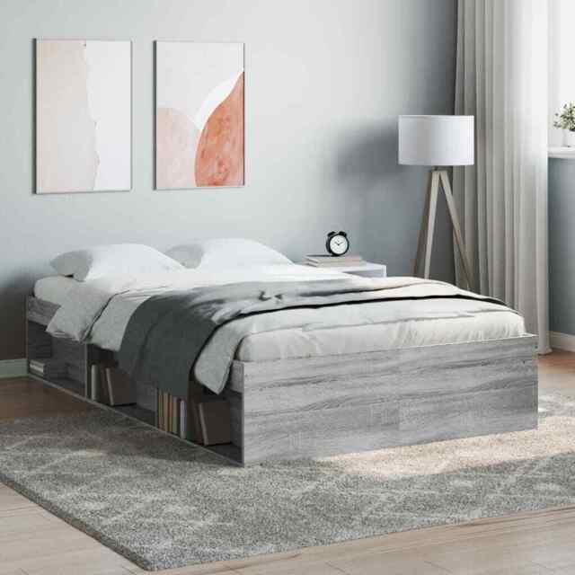 Bed Frame Grey Sonoma 120x200 Cm Vidaxl