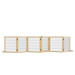 Dog Gate Natural Pine & Steel 432cm X36cm X70cm Foldable 6-panel
