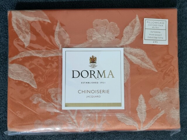 Dorma Chinoiserie Pillowcase Pair Oxford Jacquard Woven Zip Fastening