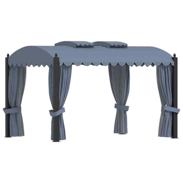 Gazebo With Curtains 3x4 M Anthracite Steel Vidaxl
