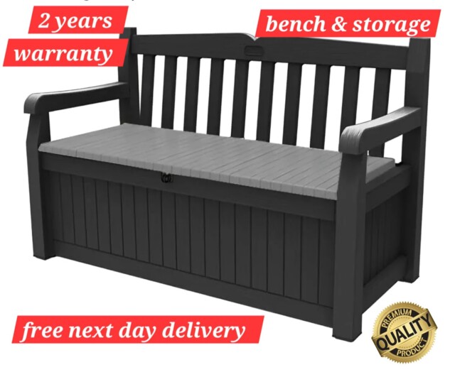 Garden Bench Keter Eden Plastic Storage Patio 265l Anthracite Grey