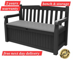 Garden Bench Keter Eden Plastic Storage Patio 265l Anthracite Grey