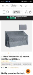 Vonhaus Durable Waterproof 2 Seater Garden Bench Seat Cover