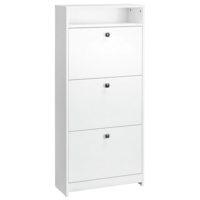 Narrow Shoe Cabinet With 3 Flip Doors 14-18 Pairs Shoe Cupboard With