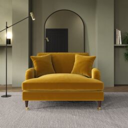 Mustard Velvet Love Seat - Payton Pay044