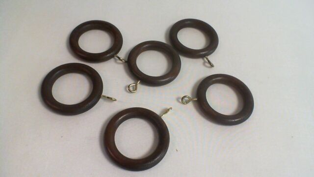 6x Regency Walnut Wooden Curtain Rings For 30mm Curtain Poles Rr30wal