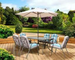 Pagoda Roma 6 Seat Dining Chair Table Outdoor Garden Furniture Crank