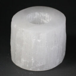 8cm Cylinder Natural White Selenite Crystal Tea Light Candle Holder