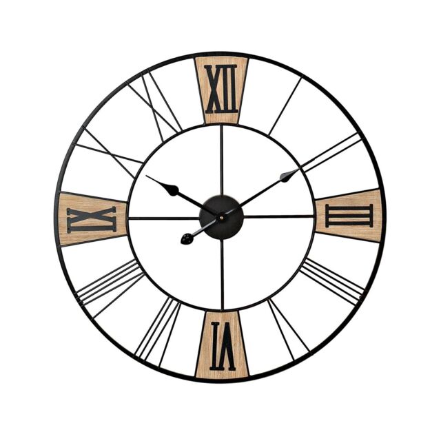 Hometime Black Metal Cut Out Wall Clock 60cm W9781