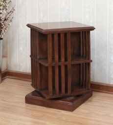 Rotating Bookcase - Solid Mahogany - 8 Sections - Handcarved Detail